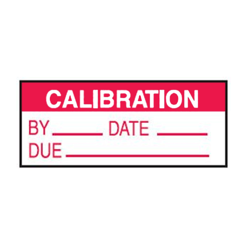 Colour Coded Calibration Labels - Calibration By Date Due, 38mm (W) x 15mm (H), Red, Pack of 25 Cards