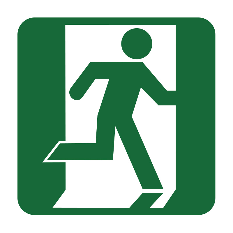 Exit/Evacuation Signs - Running Man, Right, 180mm (W) x 180mm (H), SetonGlo Self Adhesive Vinyl