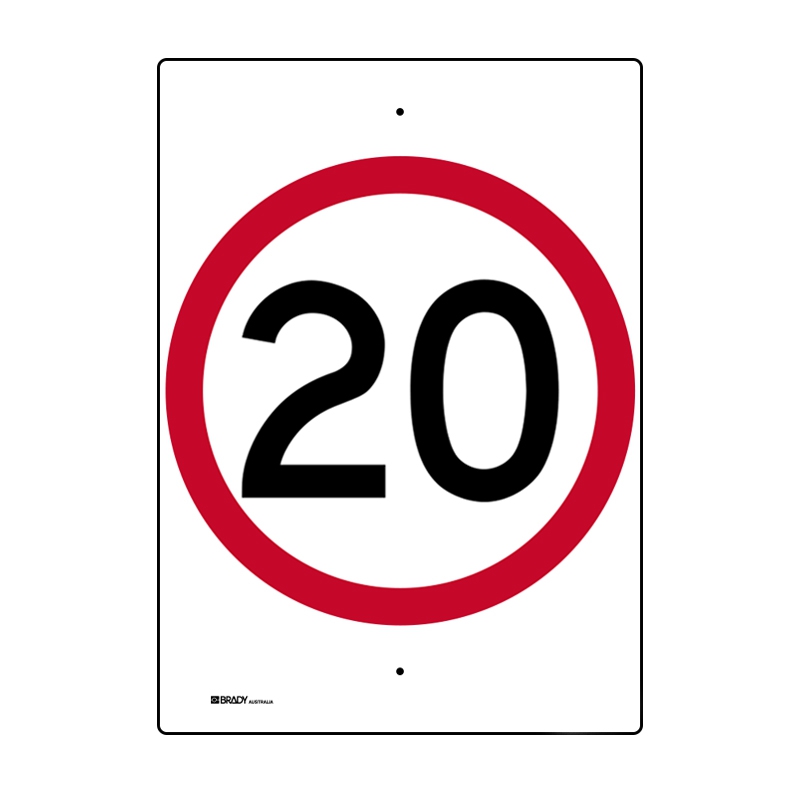 Regulatory Road Sign - R4-1 Speed Limit 20 - 450x600mm C1 ALUM