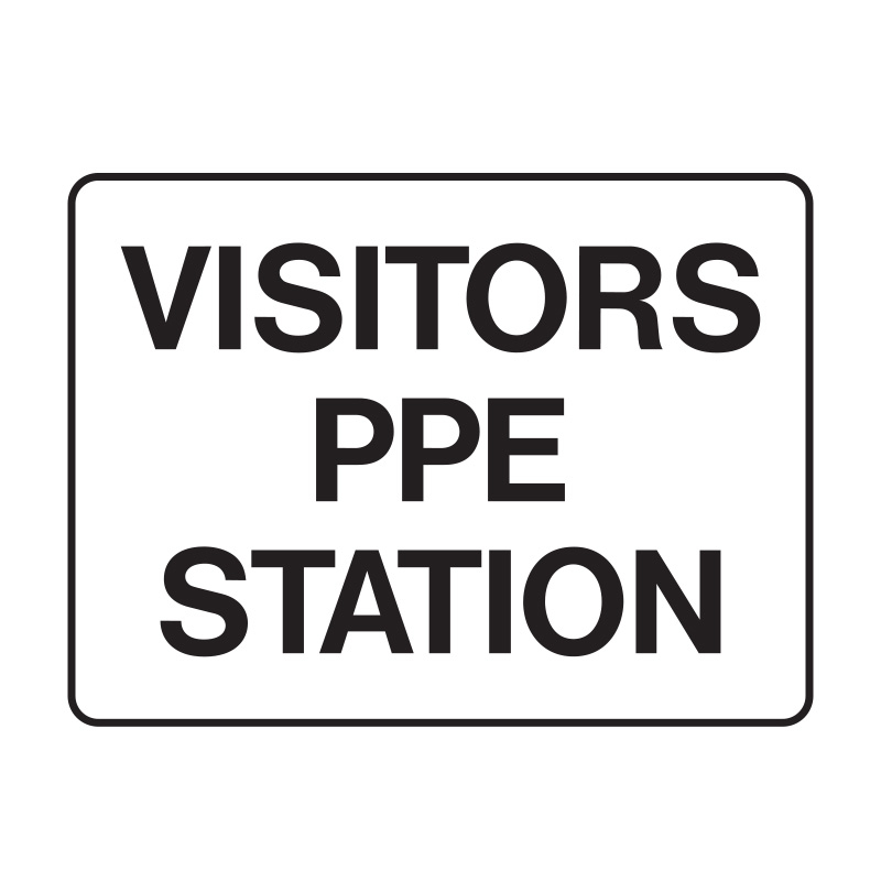 Visitors PPE Station Sign, 300mm (W) x 225mm (H), Metal 