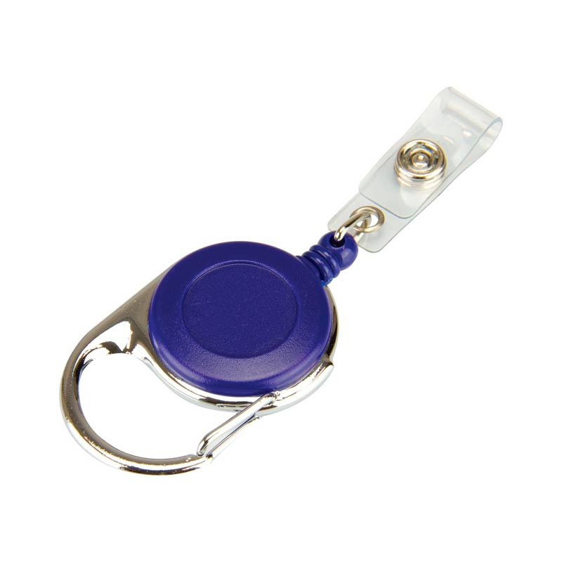ID Badge Reel with ID Card Strap, Carabiner, Blue, Pack 10