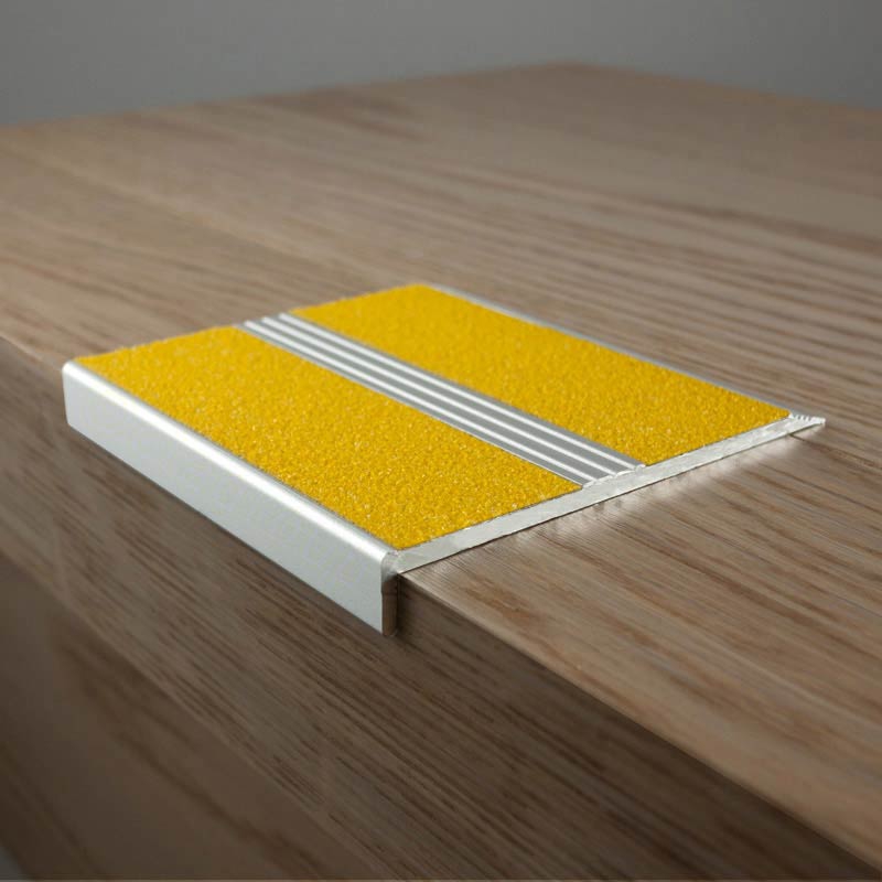 SafeLine Twin - Safety Stair Edging - R13 Carborundum Tape Insert, 10mm, Yellow, L900mm