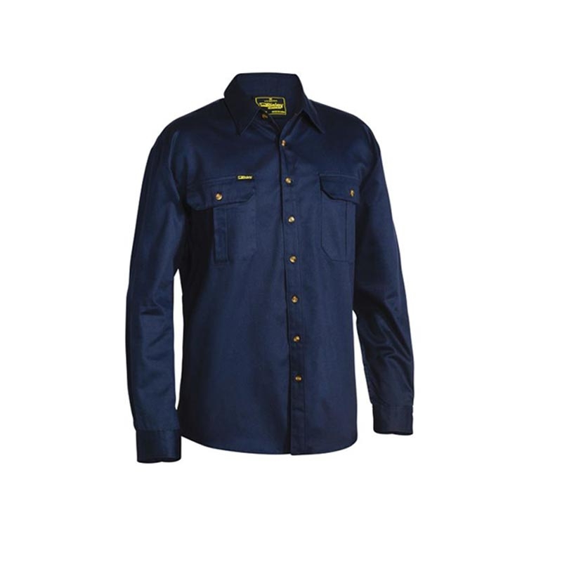 Bisley Original Cotton Drill Shirt - Long Sleeve, Navy - XLarge