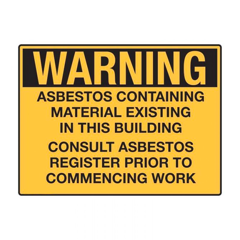 Asbestos Sign - Warning Asbestos Containing Material Existing in this Building, 600mm (W) x 450mm (H), Metal 