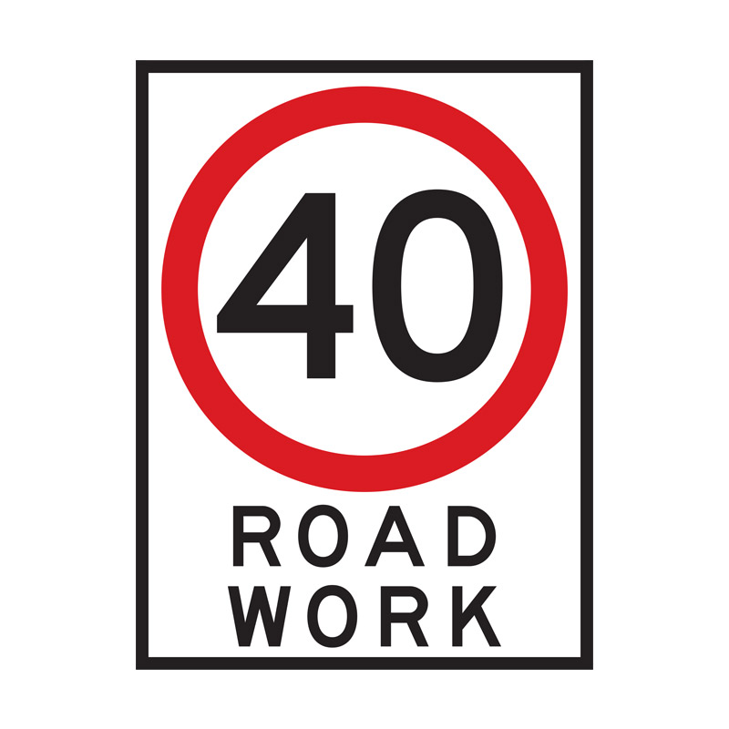 Box Edge Sign - 40km Road Work 900 x 1200mm (Class 1 Ref)
