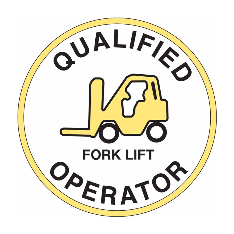 Hard Hat Labels, Qualified Fork Lift Operator, 50.8mm (DIA), Vinyl