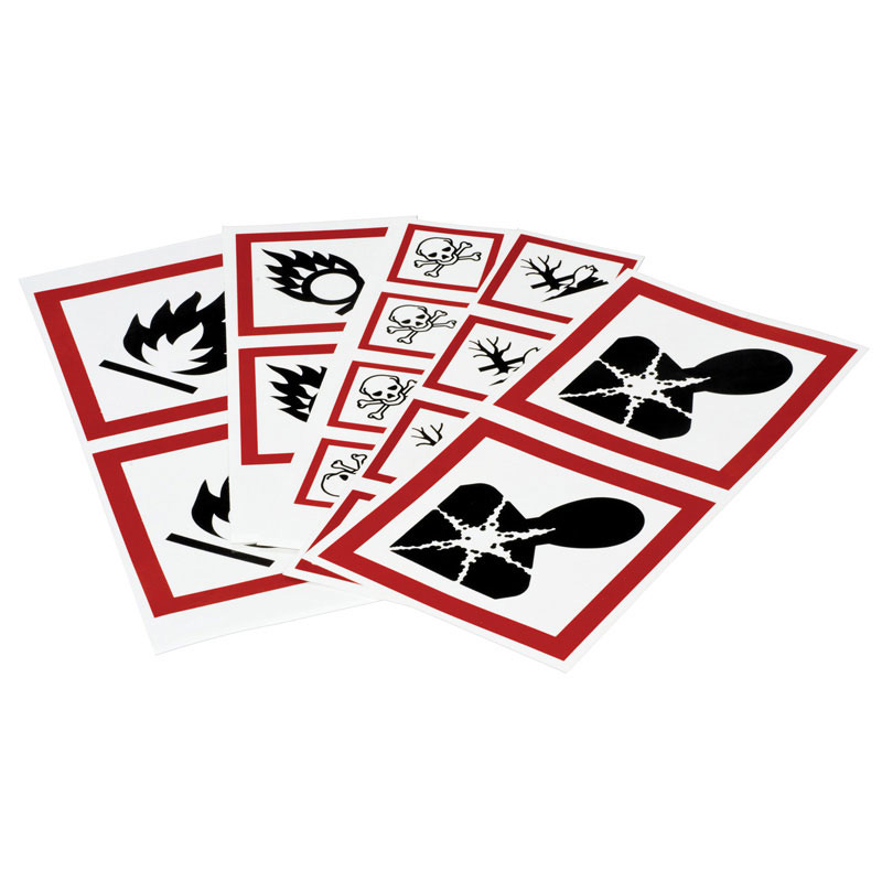GHS Exploding Bomb Pictogram Labels, 20mm (W)x 20mm (H), Pack of 100 Labels