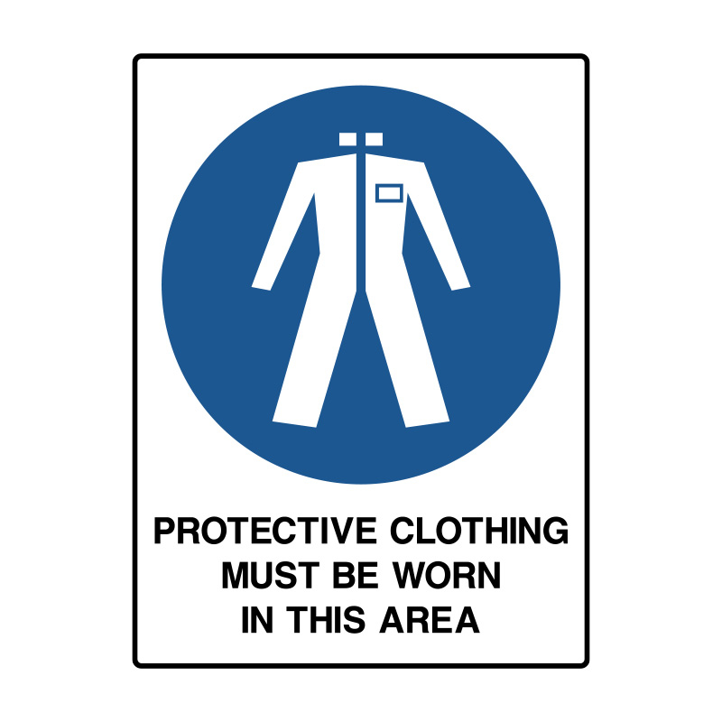 Mandatory Signs - Protective Clothing Must Be Worn In This Area, 600mm (W) x 450mm (H), Flute