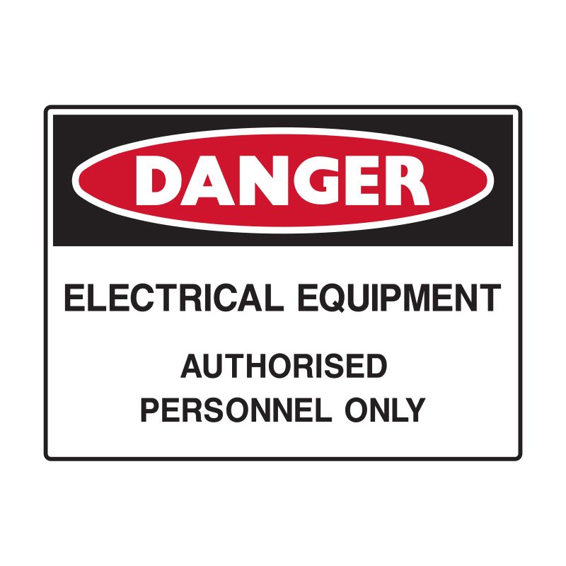 Danger Signs - Electrical Equipment Authorised Personnel Only, 600mm (W) x 450mm (H), Flute