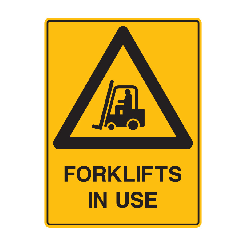 Warning Signs - Forklifts In Use, 450mm (W) x 600mm (H), Flute