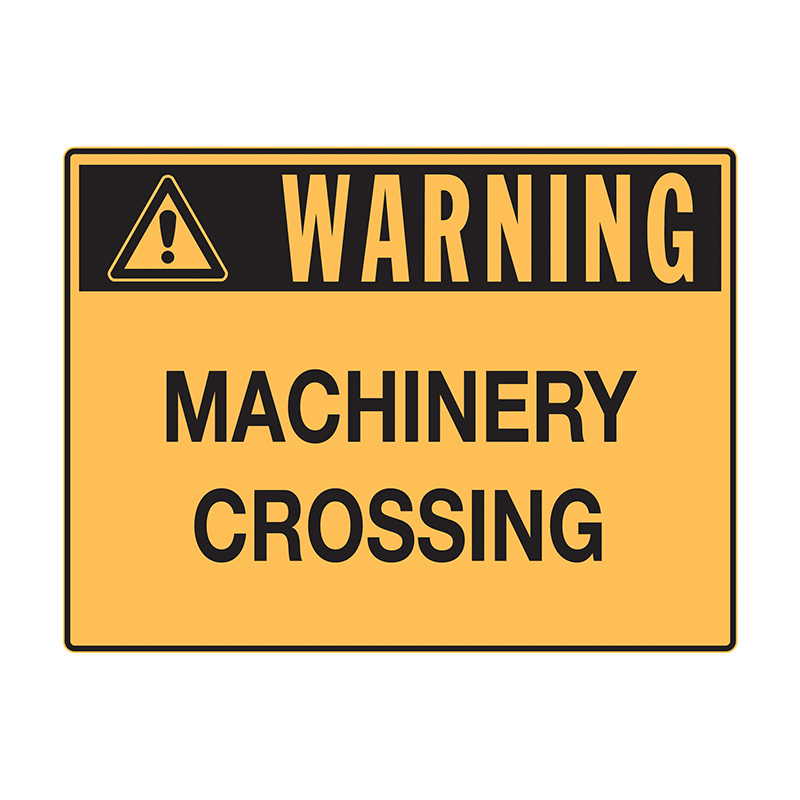 Warning Sign - Machinery Crossing, 600mm (W) x 450mm (H), Flute