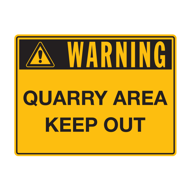 Warning Sign - Quarry Area Keep Out, 600mm (W) x 450mm (H), Flute