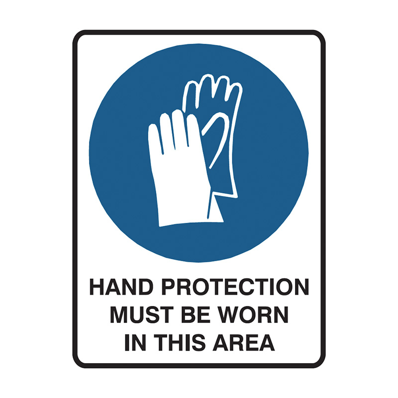 Mandatory Signs - Hand Protection Must Be Worn In This Area, 450mm (W) x 600mm (H), Flute
