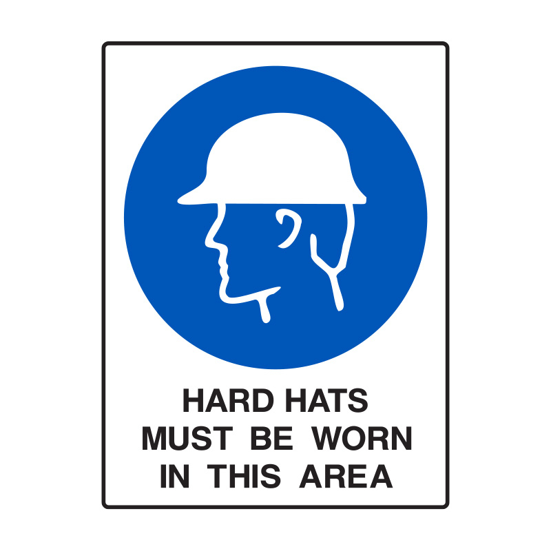 Mandatory Signs - Hard Hats Must Be Worn In This Area, 450mm (W) x 600mm (H), Flute