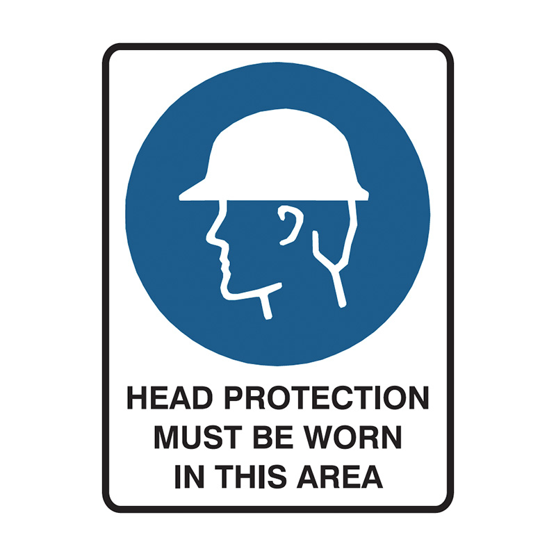 Mandatory Signs - Head Protection Must Be Worn In This Area, 450mm (W) x 600mm (H), Flute