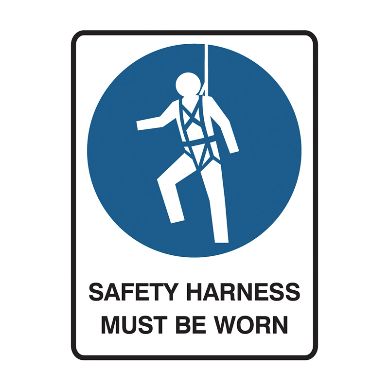 Mandatory Signs - Safety Harness Must Be Worn, 450mm (W) x 600mm (H), Flute