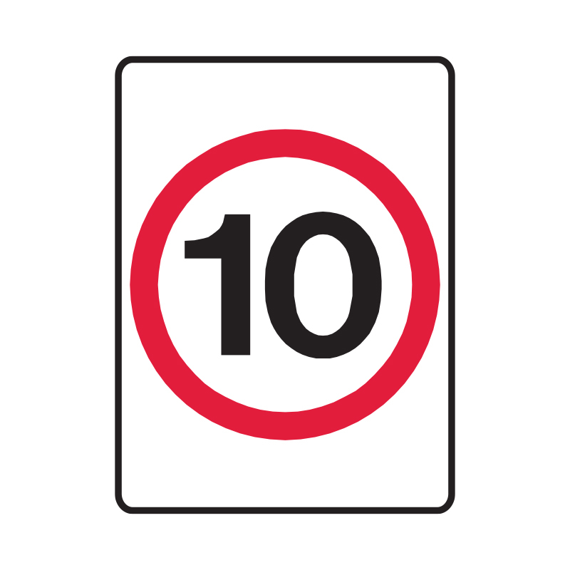 Regulatory Road Sign - Speed Limit Sign, 10, 450mm (W) x 600mm (H), Flute
