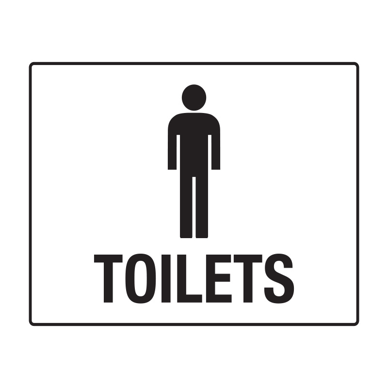 Building Site Sign - Toilets, Male Pictogram, 600mm (W) x 450mm (H), Flute