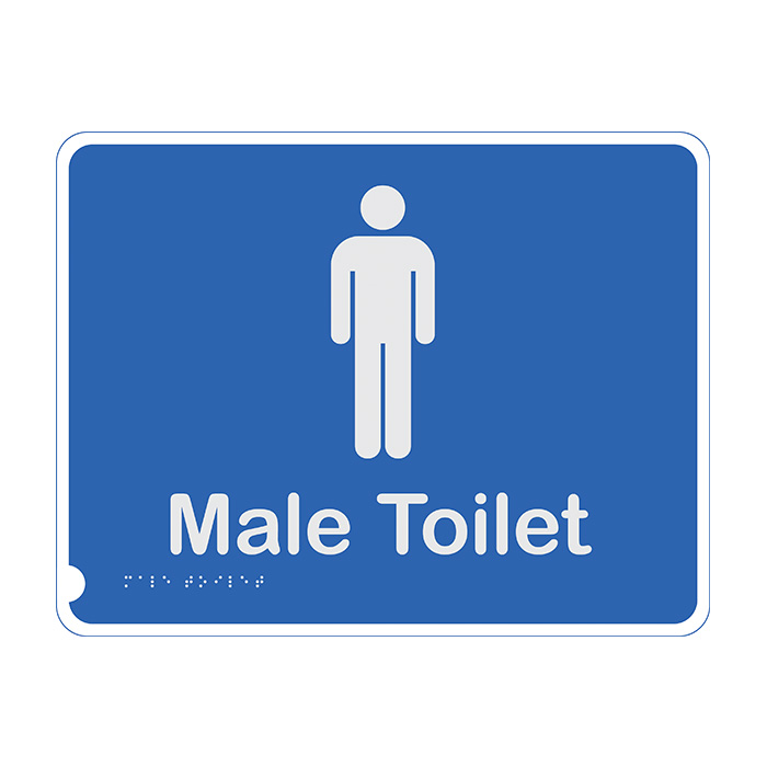 Premium Braille Sign - Male Toilet, Anodised Aluminium, 190 x 255mm