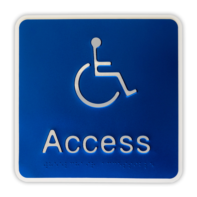 Premium Braille Sign - Access Toilet, 190mm (W) x 190mm (H), Anodised Aluminium