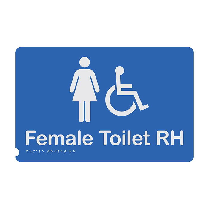 Premium Braille Sign - Female Access Toilet RH, Anodised Aluminium, 190 x 290mm
