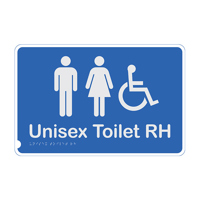 Premium Braille Sign - Unisex Access Toilet RH, Anodised Aluminium, 190 x 290mm