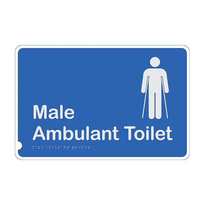 Premium Braille Sign - Male Ambulant Toilet, Anodised Aluminium, 190 x 300mm