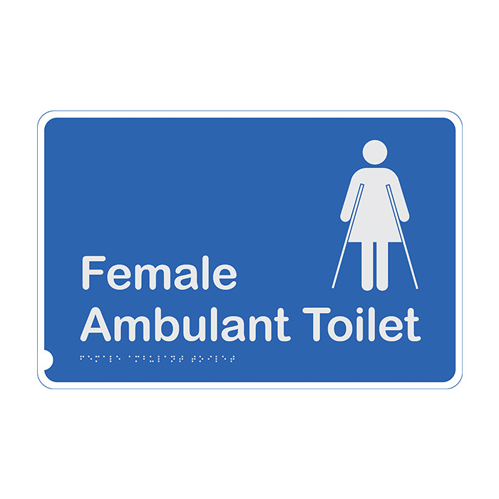 Premium Braille Sign - Female Ambulant Toilet, Anodised Aluminium, 190 x 300mm