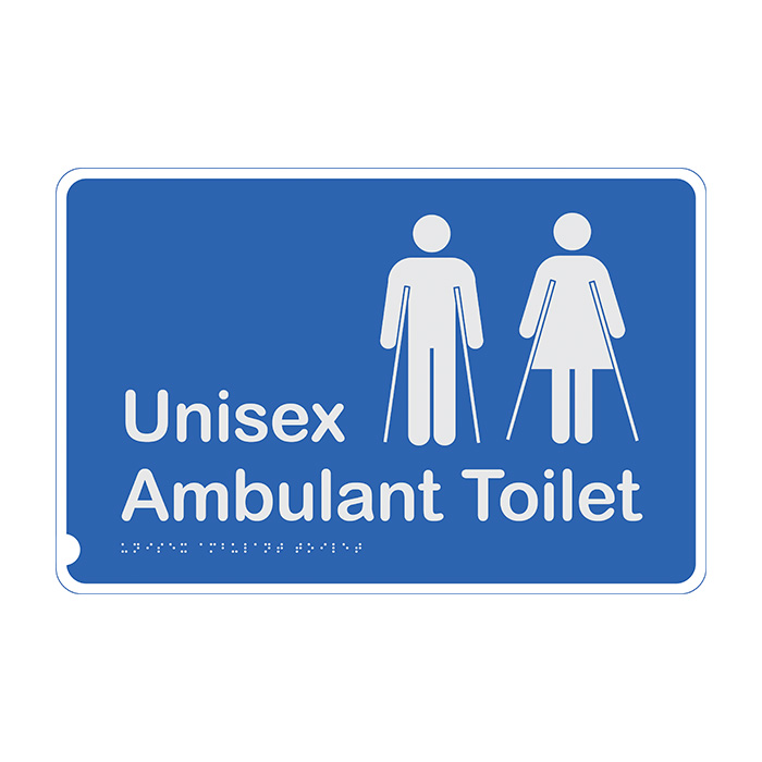 Premium Braille Sign - Unisex Ambulant Toilet, Anodised Aluminium, 190 x 300mm