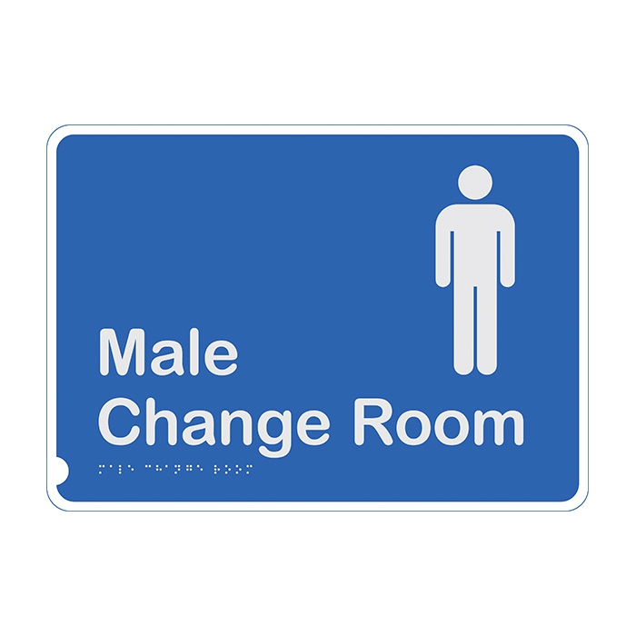 Premium Braille Sign - Male Change Room, Anodised Aluminium, 190 x 290mm
