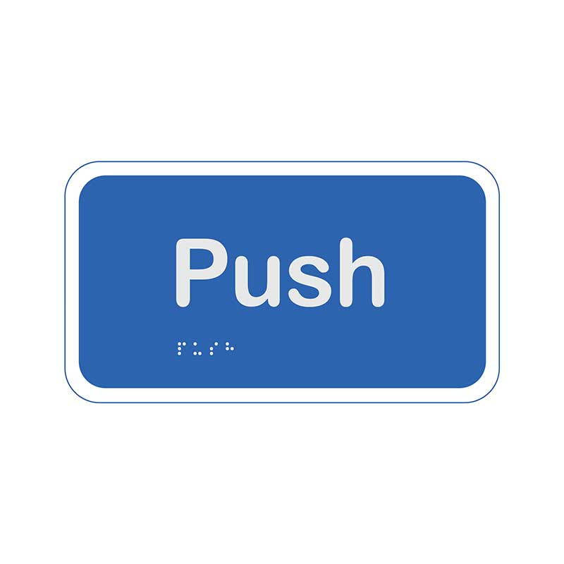 Premium Braille Sign - Push (Horizontal), Anodised Aluminium, 85 x 135mm