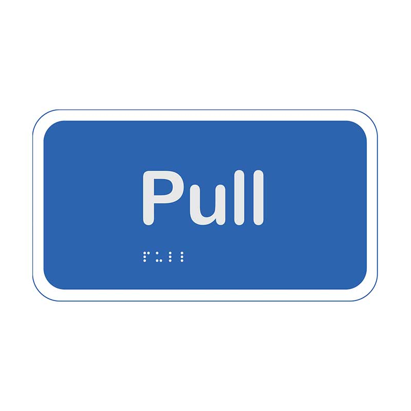 Premium Braille Sign - Pull (Horizontal), Anodised Aluminium, 85 x 135mm