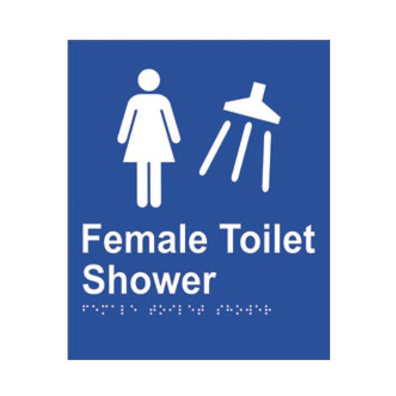 Braille Sign - Female Toilet Shower, ABS Plastic, 220 x 180mm