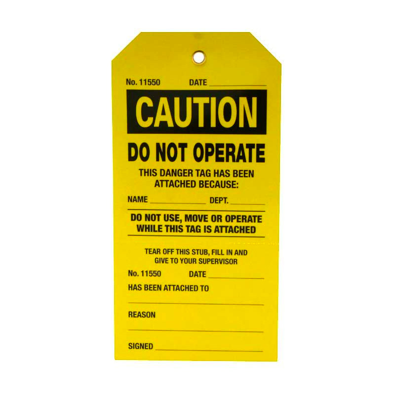 Lockout Tags - Caution Do Not Operate This Danger Tag Has Been Attached Because..75mm (W) x 150mm (H), Cardstock, Pack of 100