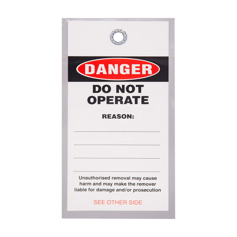 Lockout Tags - Danger Do Not Operate, 80mm (W) x 160mm (H), Self Laminating 