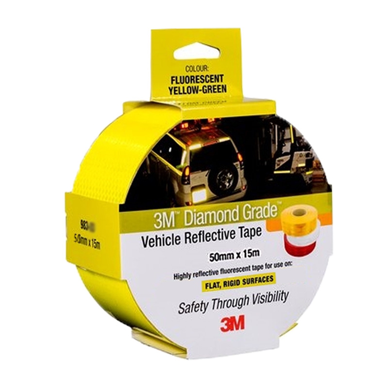 3M 983 Reflective Vehicle Marking Tapes - 50mm x 15m, Fluoro Yellow/Green