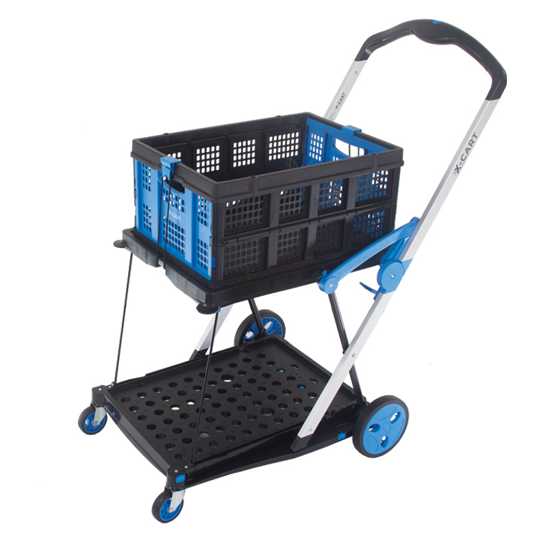 V Cart Folding Trolley with Collapsible Basket