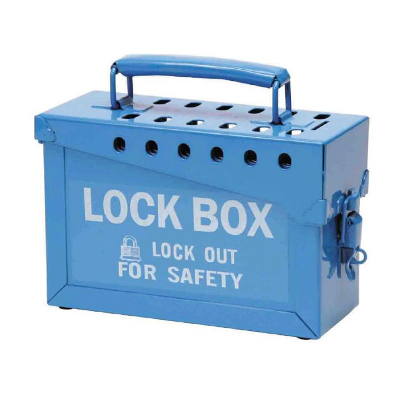 Portable Metal Lock Box, 13 Lock, Blue