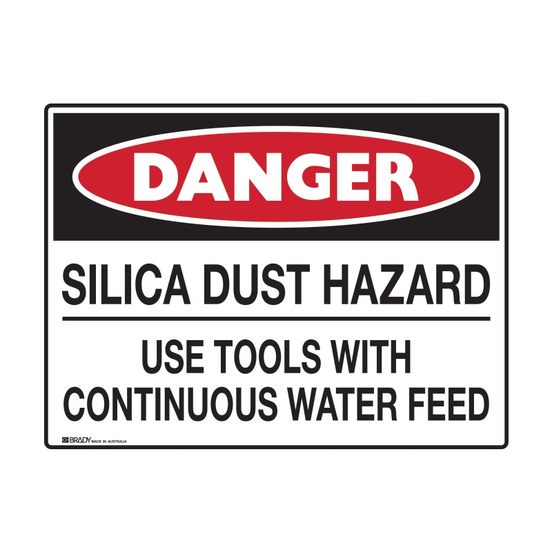 Danger Sign - Silica Dust Hazard Use Tools With Continuous Water - 600 x 450mm, MTL