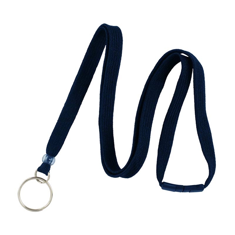 Lanyard with Split Ring And Breakaway, 10mm - Navy Blue, Pack of 100
