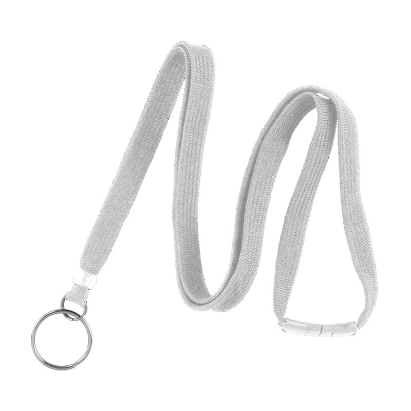Lanyard with Split Ring And Breakaway, 10mm - White, Pack of 100