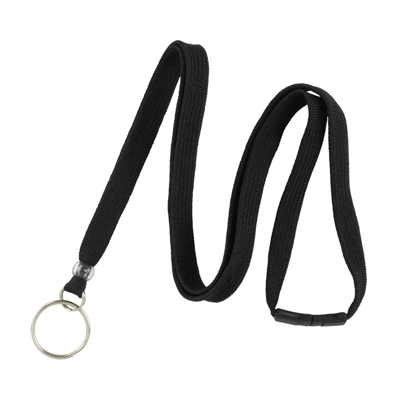 Lanyard with Split Ring And Breakaway, 10mm - Black, Pack of 100