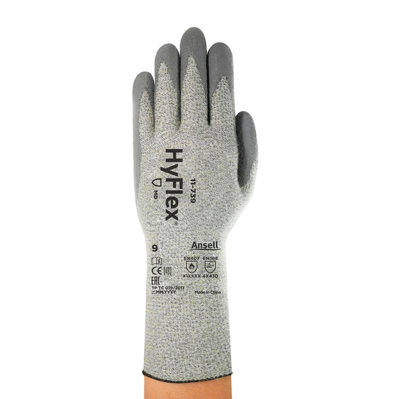Ansell Hyflex 11-739 Cut Resist Gloves, Size 8, Grey
