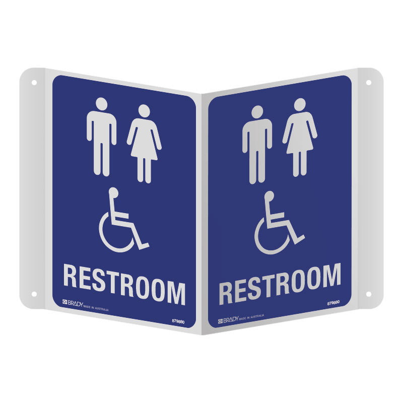 3D Restroom Projecting Sign - Unisex and Accessible, 250 x 175mm, Poly