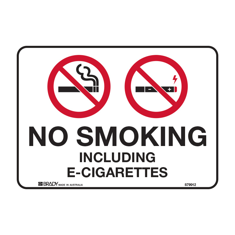 Prohibition Sign - No Smoking Including E-Cigarettes, 180 x 250mm, Self-Adhesive Vinyl