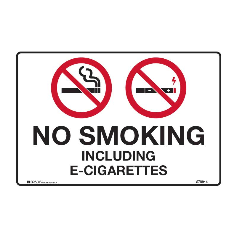 Prohibition Sign - No Smoking Including E-Cigarettes, 300 x 450mm, Poly