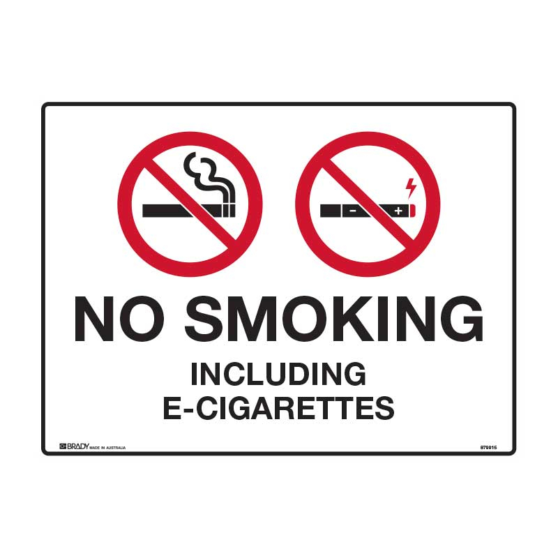 Prohibition Sign - No Smoking Including E-Cigarettes, 450 x 600mm, Poly