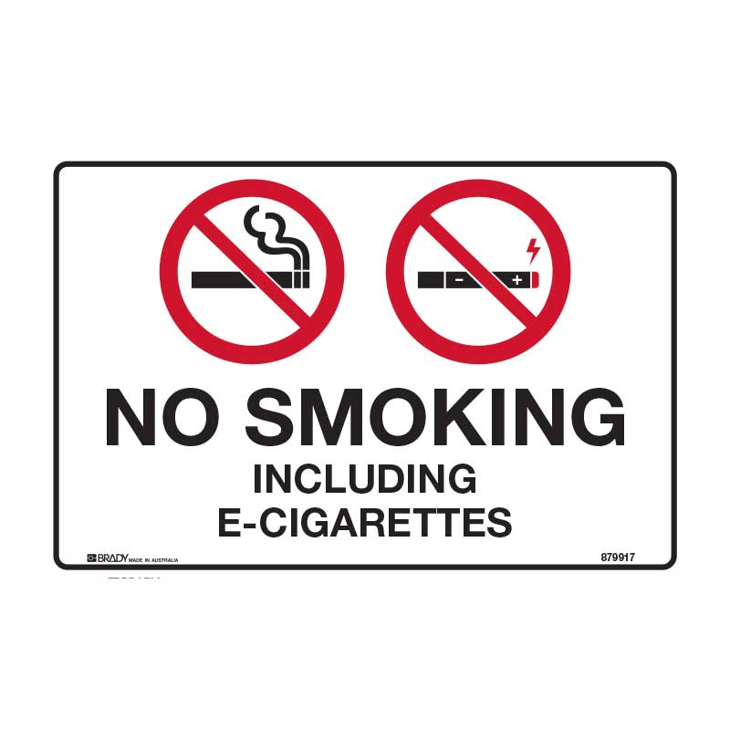 Prohibition Sign - No Smoking Including E-Cigarettes, 300 x 450mm, Metal