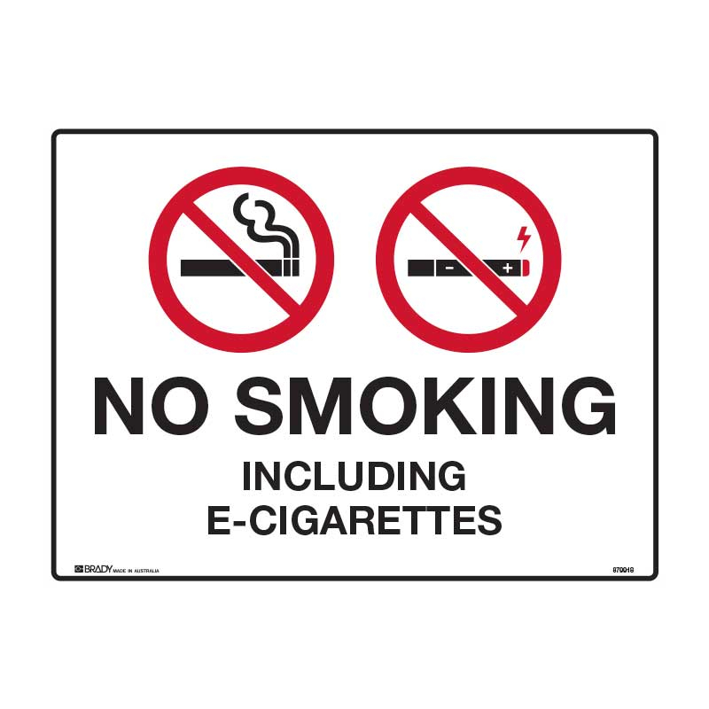 Prohibition Sign - No Smoking Including E-Cigarettes, 450 x 600mm, Metal
