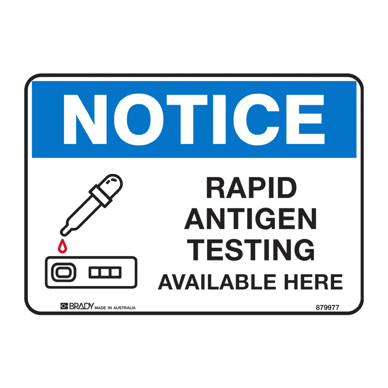 COVID-19 Rapid Antigen Testing Available Here Sign, 180 x 250mm, SS